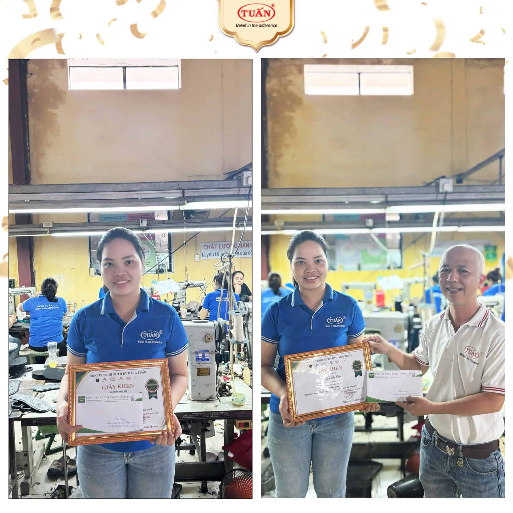 Nhân viên Mai Thị Tươi nhận thưởng