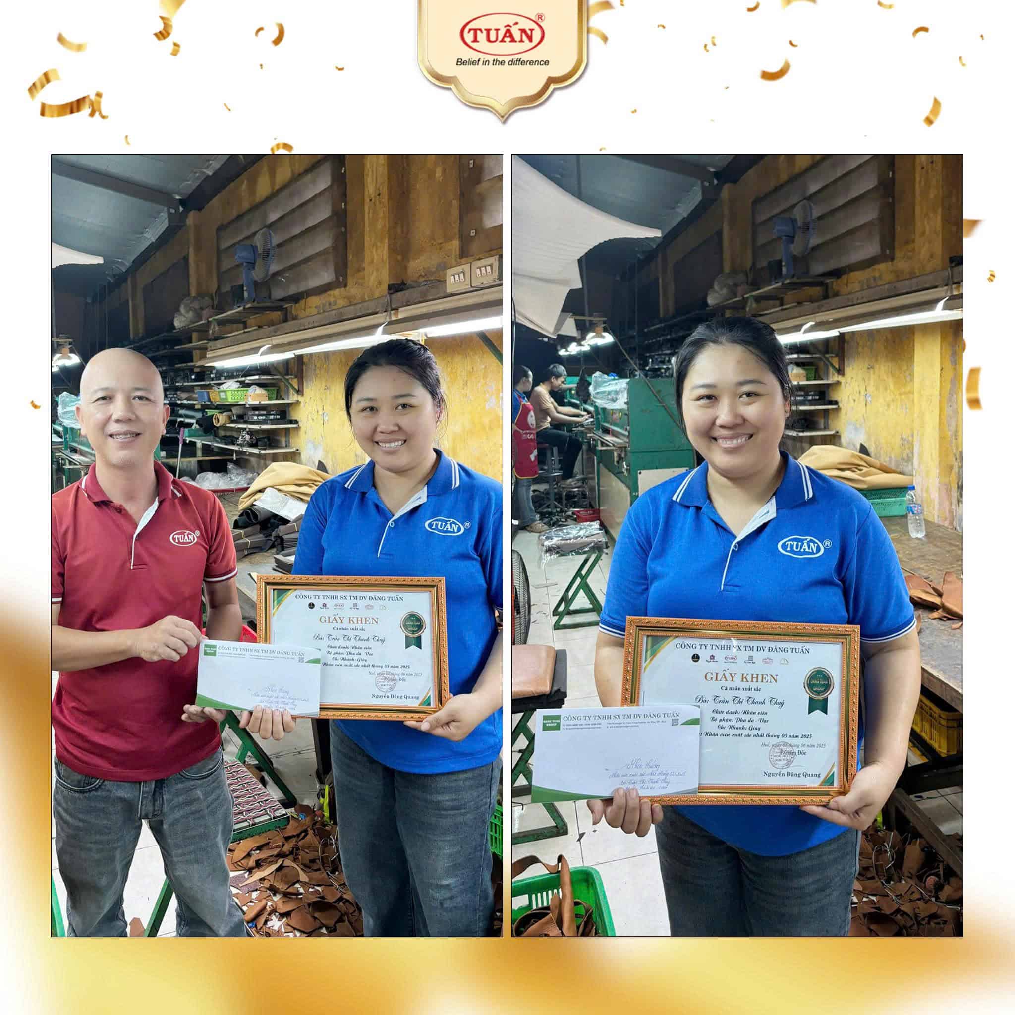 Hình ảnh nhân viên nhận thưởng